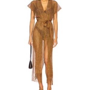 LONG CAFTAN IN BROWN GOLD